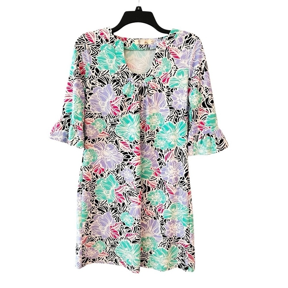 Aryeh Floral Bell 3/4 Shift Dress Size Small